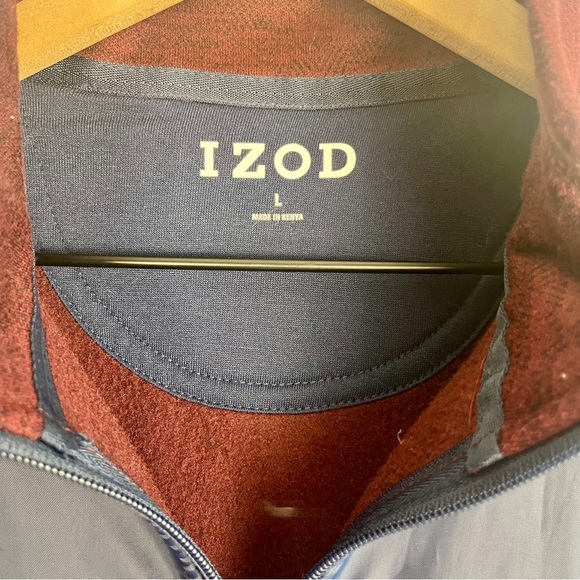 IZOD Men's Burgundy and Blue Colorblock Fleece Vest Large Gorpcorp Outdoor - Picture 8 of 9
